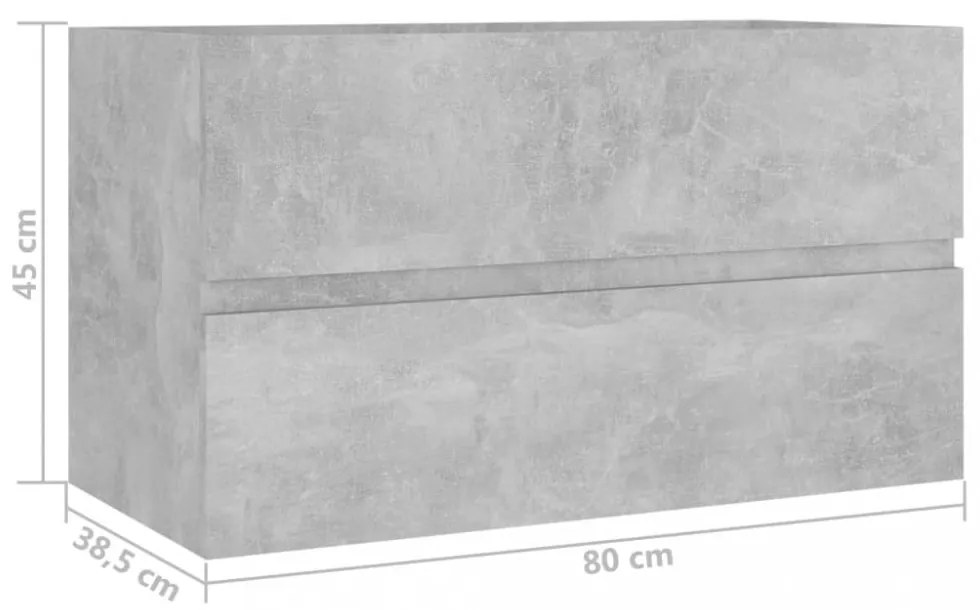betonszürke szerelt fa mosdószekrény 80 x 38,5 x 45 cm