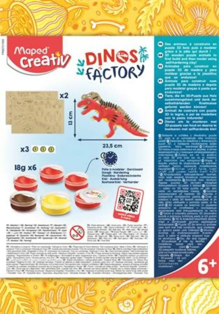 Dínó készítő modellező gyurmakészlet, T-Rex, MAPED CREATIV Dinos factory (IMAC907210)