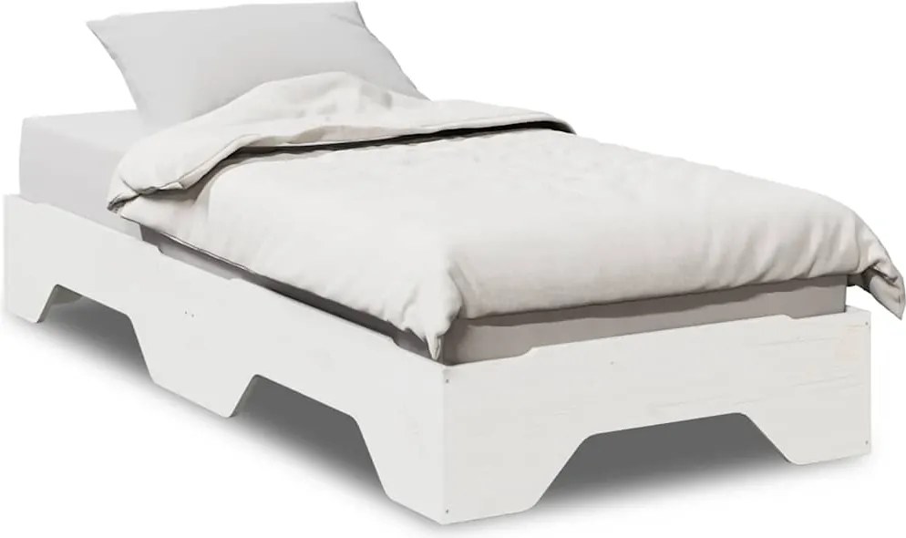 vidaXL ágy matrac nélkül rakásolható fehér 90x190 cm tömör fa
