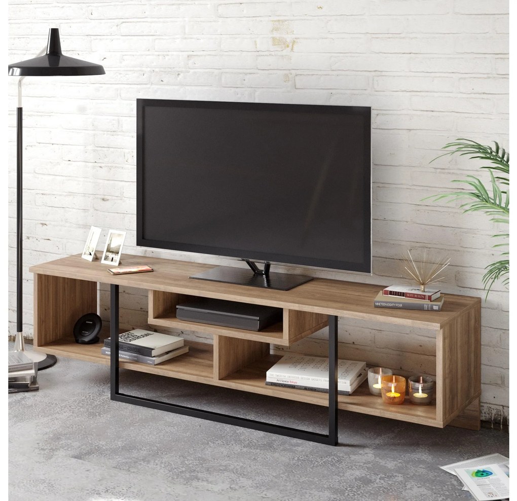 TV asztal/Szekrény Aslana 150 (dió + fekete) . 1101384