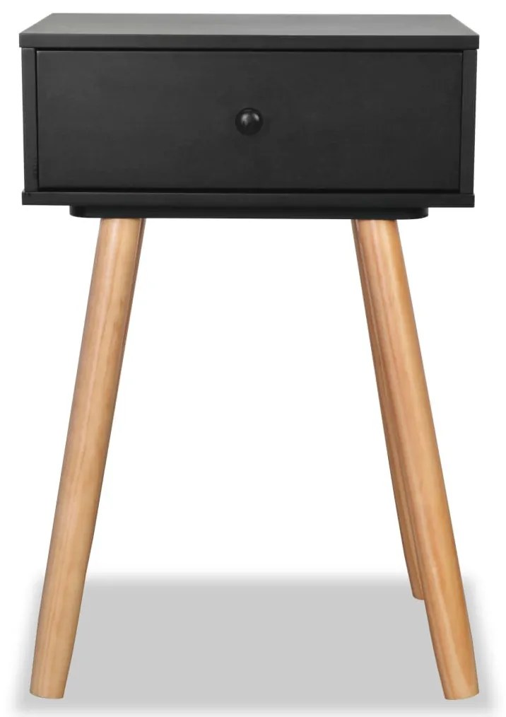 2 db fekete, tömör fenyőfa éjjeliszekrény 40 x 30 x 61 cm