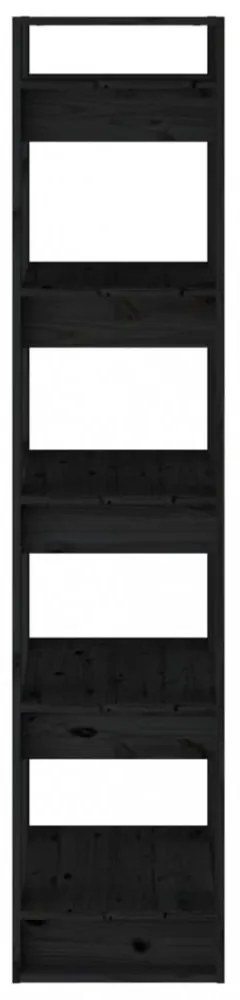 fekete tömör fenyőfa könyvszekrény/térelválasztó 41x35x160 cm