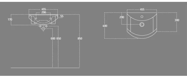 Aqualine - Beépíthető mosdó ZERO 45,5x40 cm kerámia/fehér