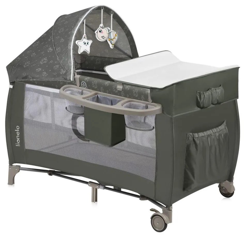 Lionelo - SVEN PLUS utazóágy, bézs/olíva