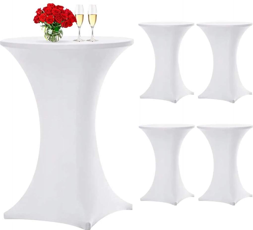 5X Koktélasztal Huzat Kerek Catering Asztal Terítő 80CM Fehér
