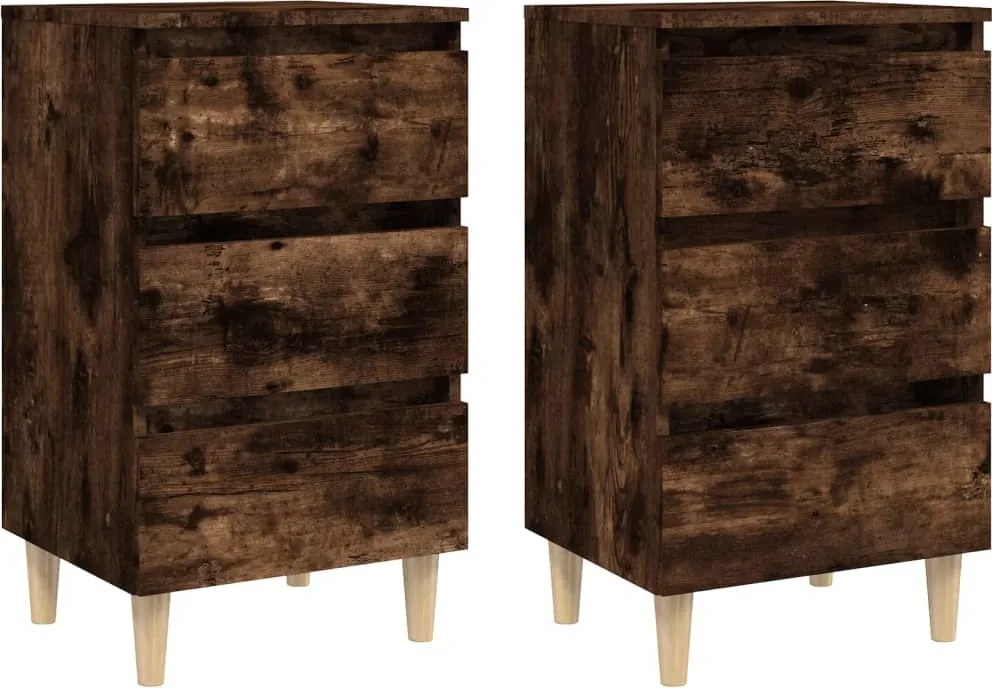 vidaXL 2 db füstös tölgy színű éjjeliszekrény falábakkal 40x35x69 cm