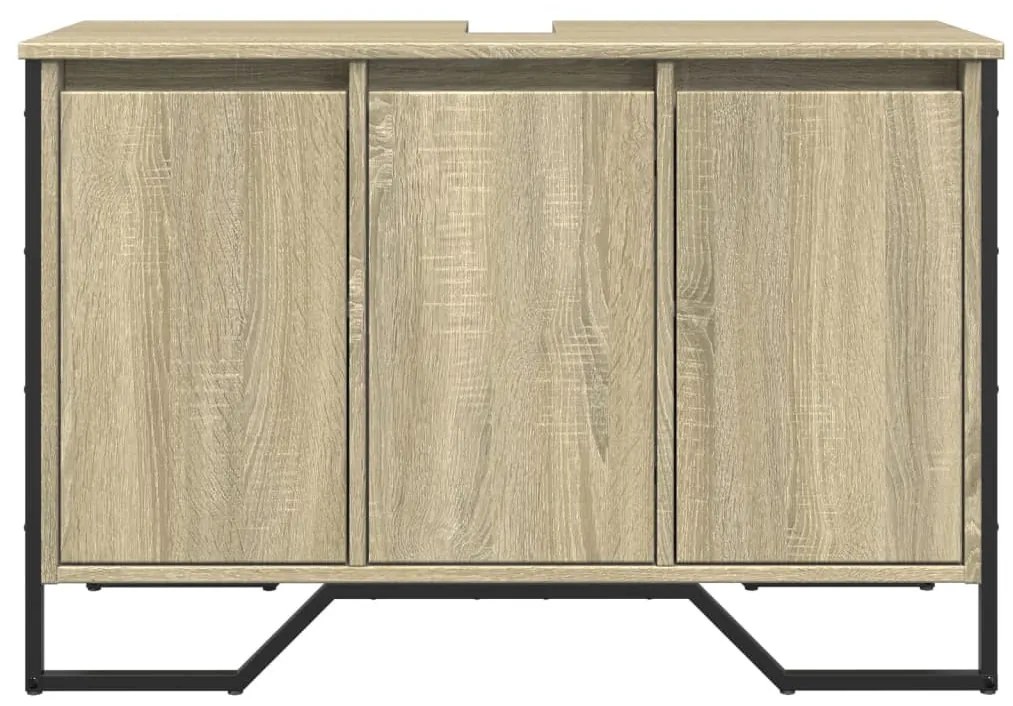 Sonoma tölgy szerelt fa fürdőszobai mosdószekrény 91x35x60 cm
