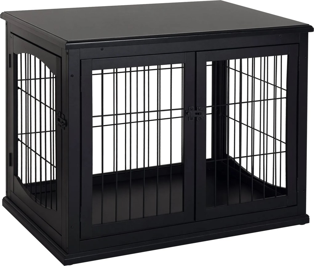 PawHut Otthoni Kutyaketrec, Kutyaház 2 Bejárattal, Zárható Kutyaketrec, Kutyaház Kisméretű Kutyák Számára, Fekete, 58,5 x 81 x 66 cm | Aosom