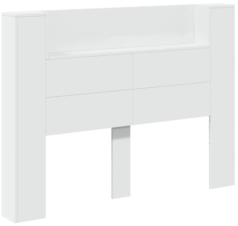 Fejtámla LED -es lámpákkal Fehér 140 x 16,5 x 103,5 cm Faanyag