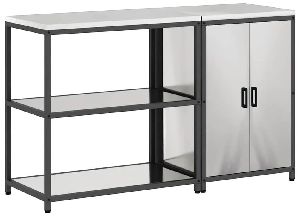 Konyhai Tároló Készlet polcokkal 2 pcs Ezüst 150 x 50 x 92 cm