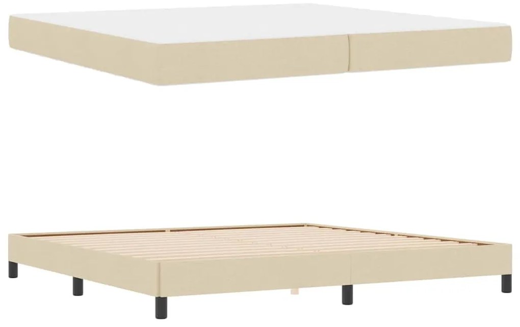 Boxrugós ágy matracmal Krém 200 x 200 cm szövet