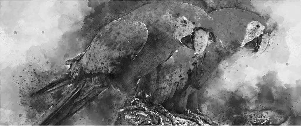 Kép - Akvarell papagájok (120x50 cm)