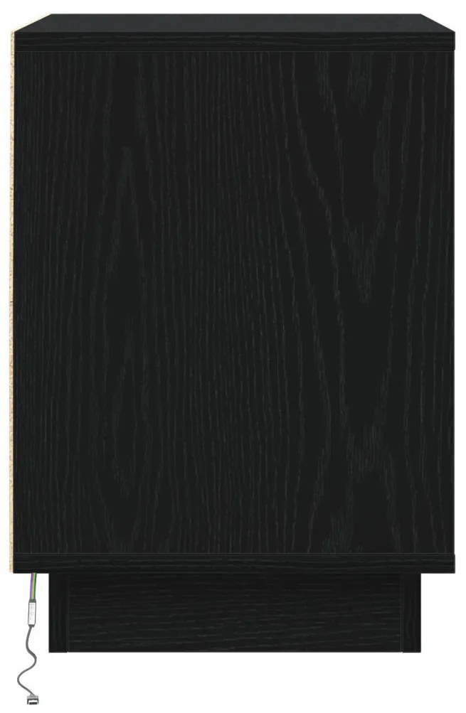 Éjjeli Szekrények LED Világítással 2 db Fekete 39x34.5x50 cm