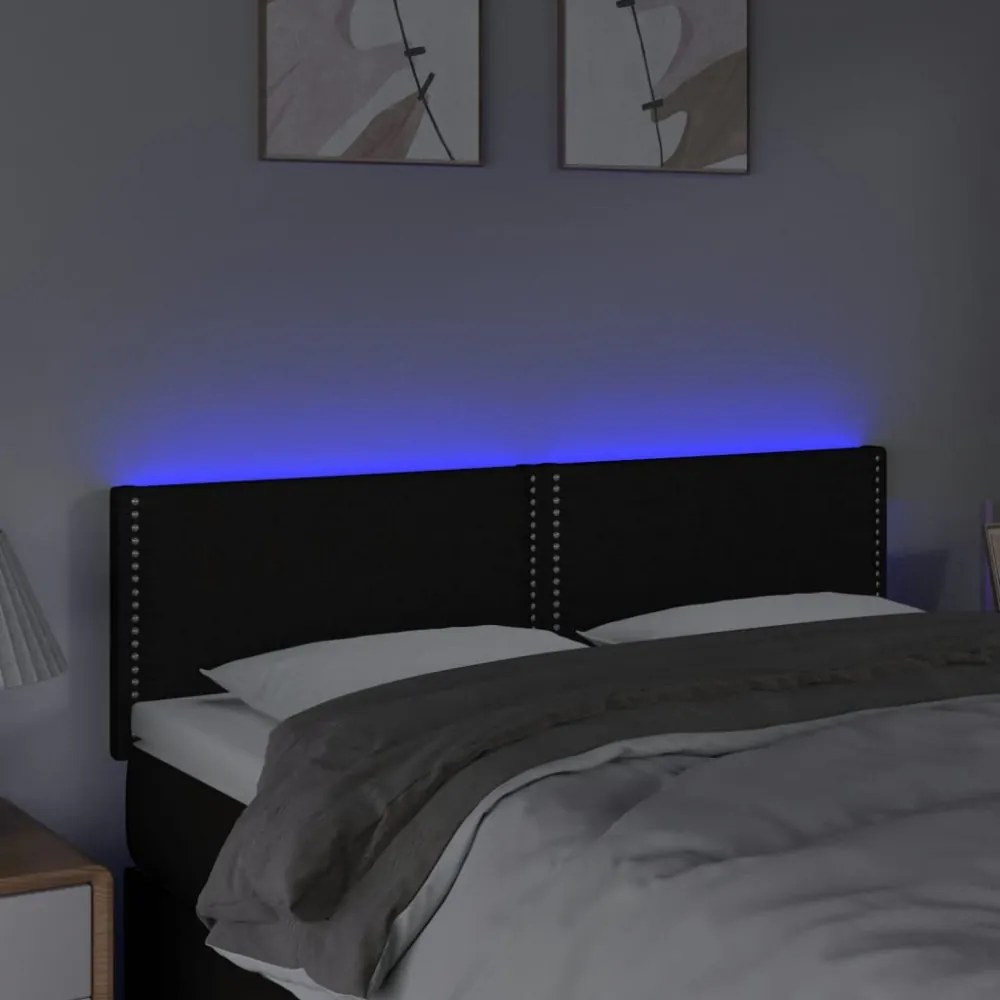 fekete szövet LED-es fejtámla 144x5x78/88 cm