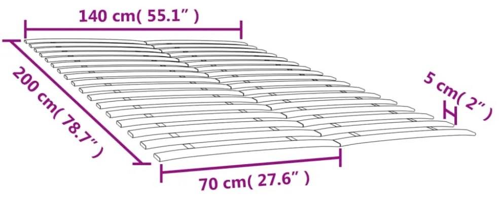2 db 34 léces ágyrács 70x200 cm