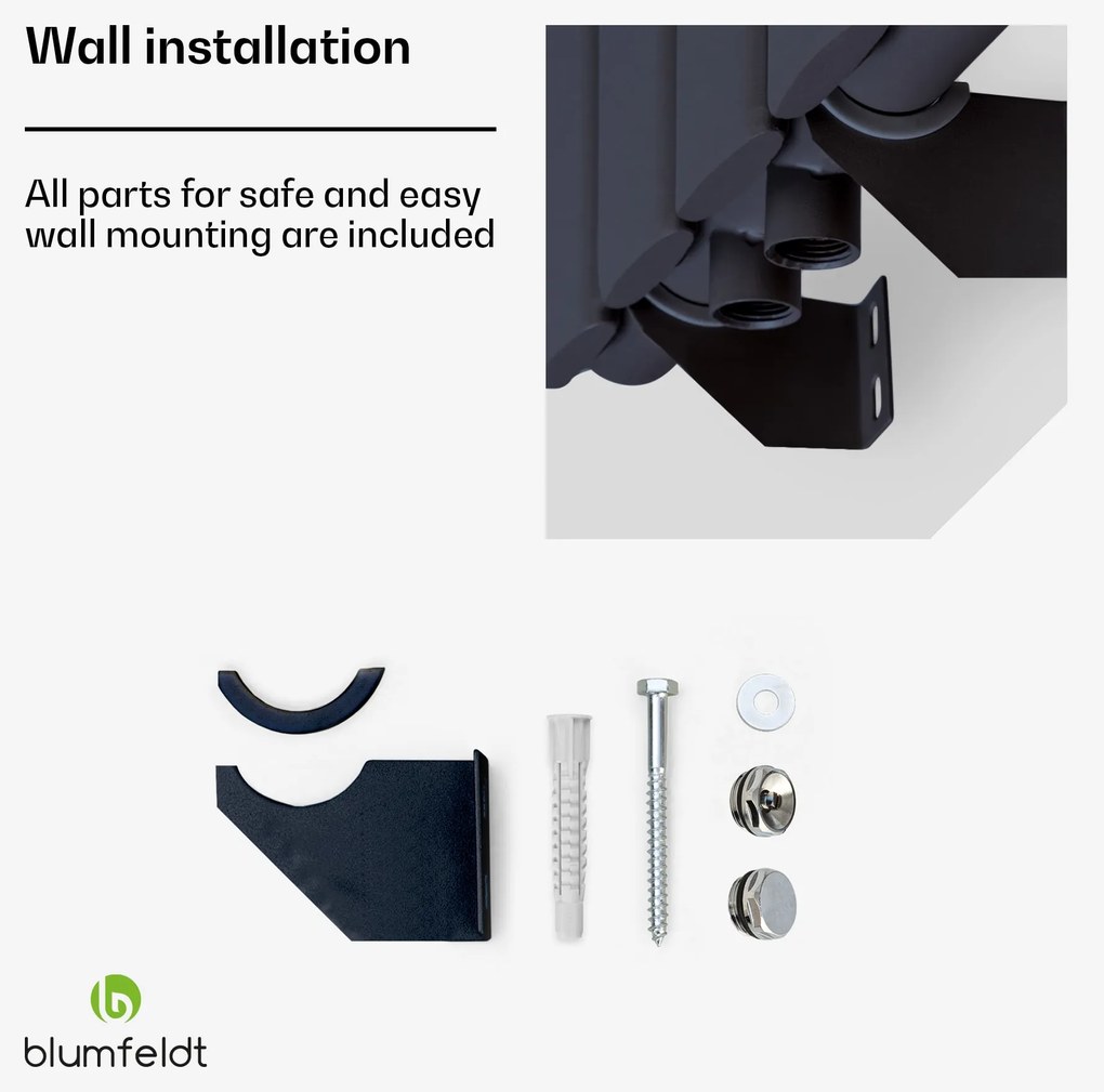 Blumfeldt Tallheo, 41 x 180, radiátor, fürdőszoba radiátor, csőradiátor, 1435 W, melegvizes, 1/2