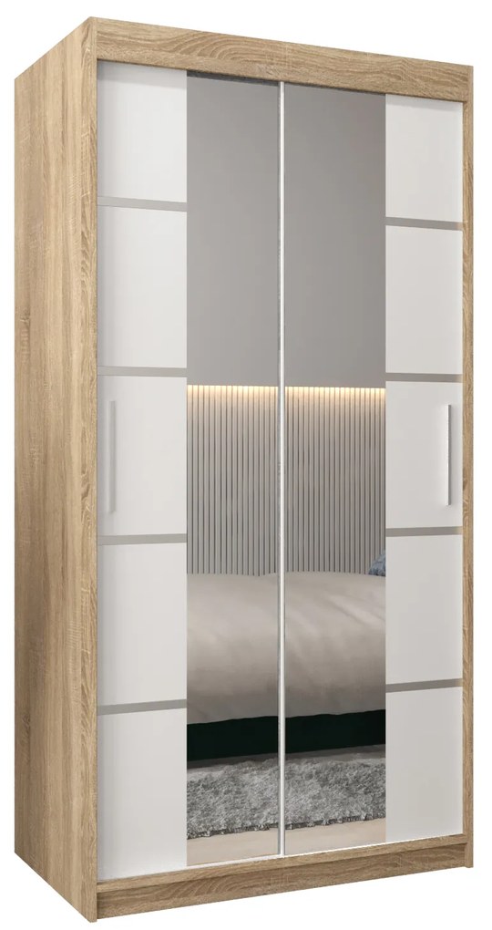 Ruhásszekrény 100 cm Verika 4 100 (szonoma tölgy + fehér). 1064256
