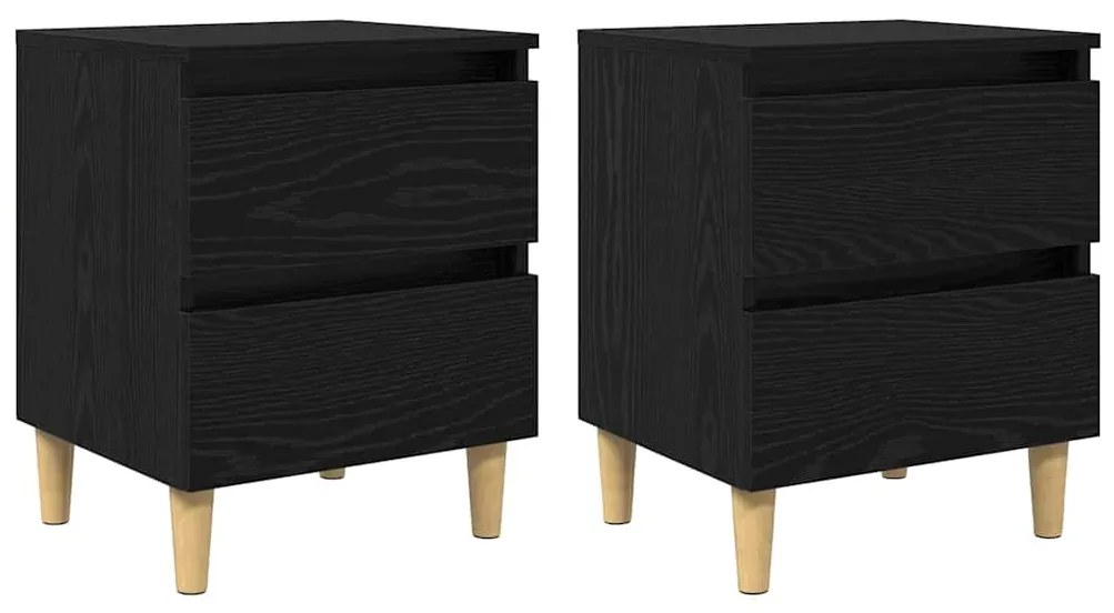 vidaXL Ágy szekrények 2 pcs Fekete tölgy 40 x 35 x 50 cm Faanyag