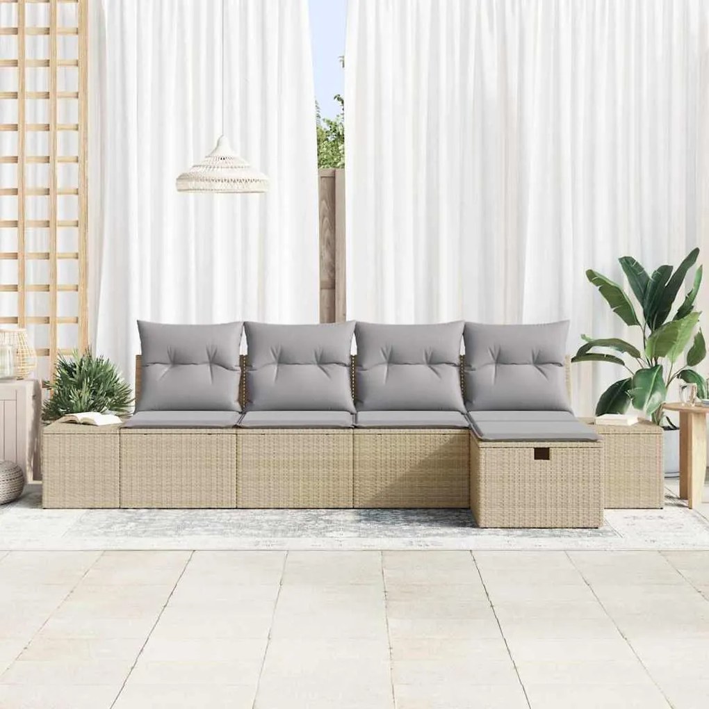Kerti Kanapé Szett 5 pcs Bézs 55 x 62 x 69 cm Poli rattan
