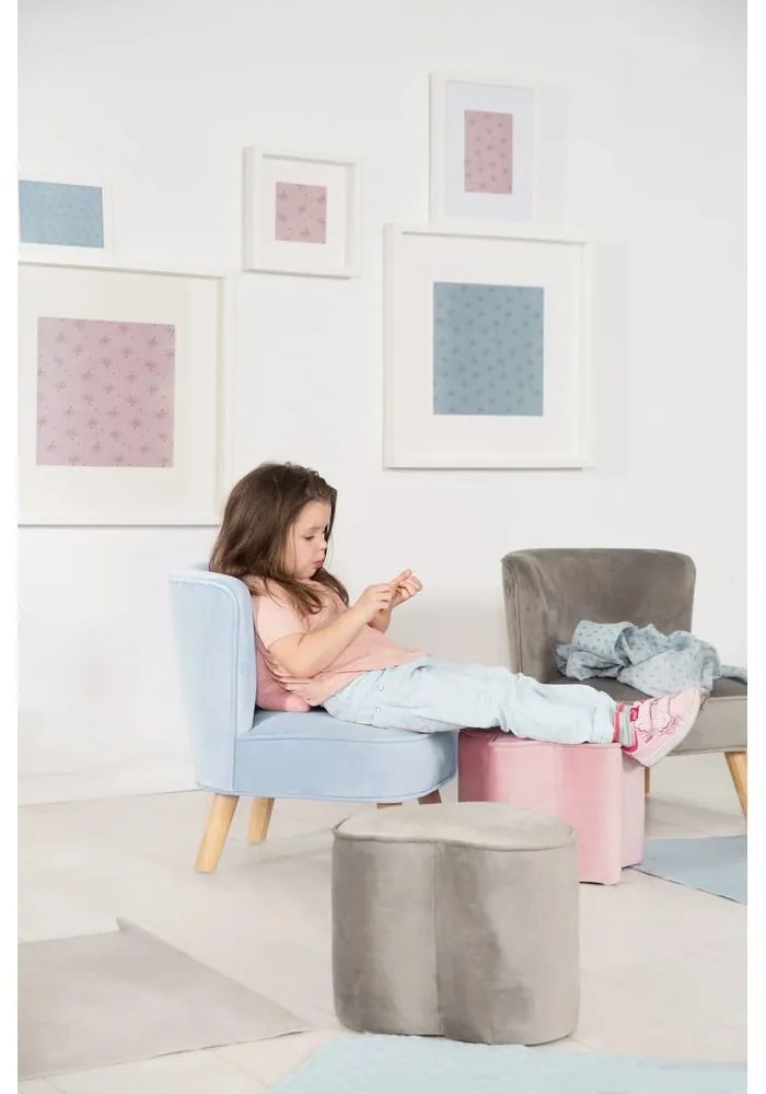 Világoskék bársony gyerek fotel Lil Sofa – Roba