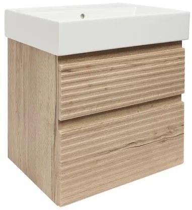 Naturel Savona Fürdőszobaszekrény mosdóval, 2 fiókos 58x53x44,8 cm matt Halifax tölgy SAVONA260DHSAT