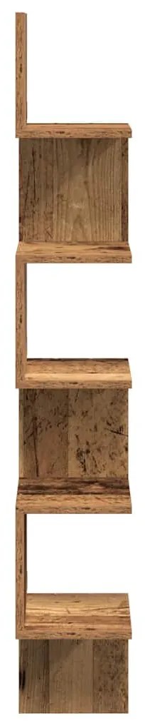 antik fa színű szerelt fa fali sarokpolc 20 x 20 x 127,5 cm