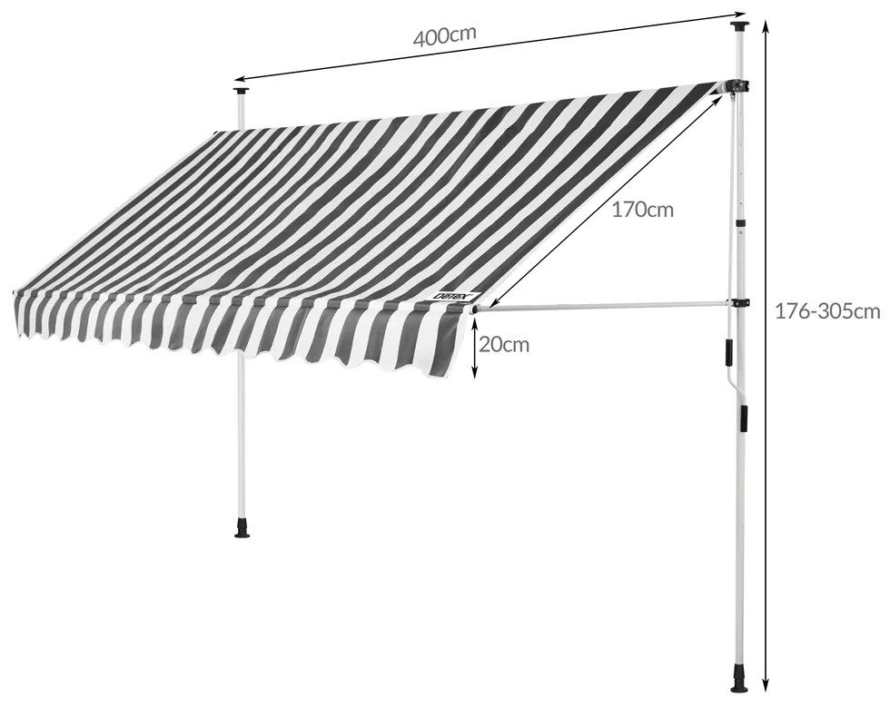 Detex® Napellenző fehér szürke - 400 cm