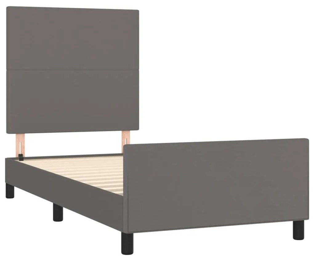 szürke műbőr ágykeret fejtámlával 80 x 200 cm