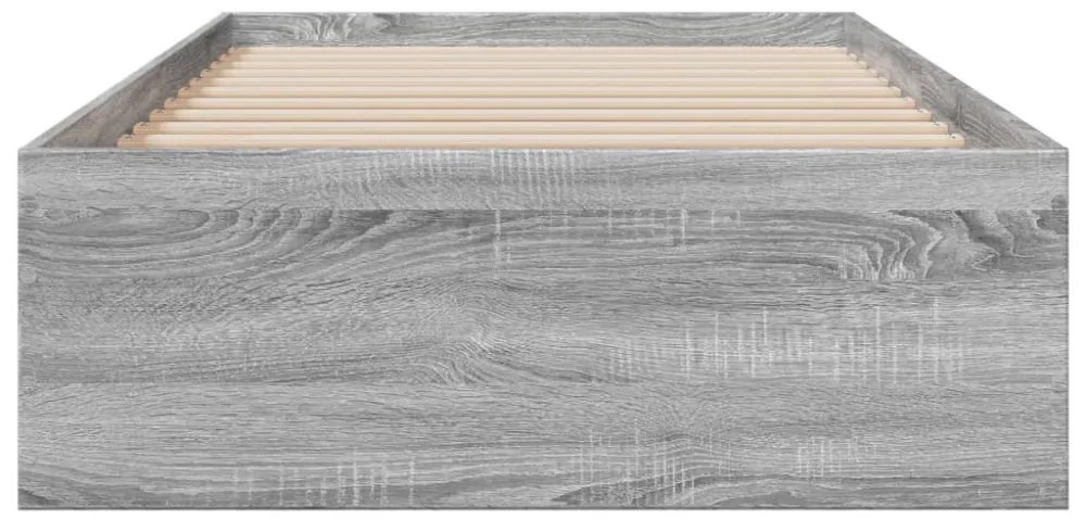 szürke sonoma színű szerelt fa ágykeret fiókokkal 90 x 200 cm