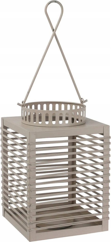 Gyertyatartó Lampion Fém Szürke Fogantyúval 10 x 13 cm