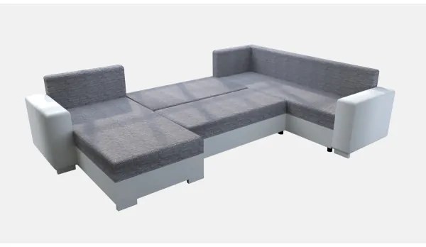 Kárpitozott, univerzális, kihúzható U-alakú ülőgarnitúra YORK, fehér/szürke