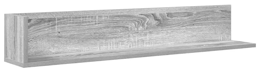 2 db szürke sonoma színű szerelt fa fali polc 100x16,5x16,5 cm