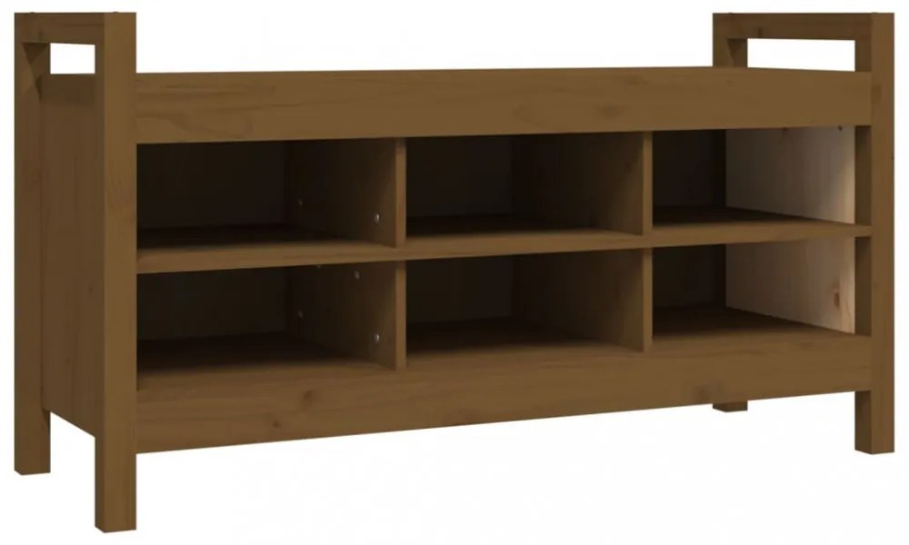 mézbarna tömör fenyőfa előszoba pad 110 x 40 x 60 cm
