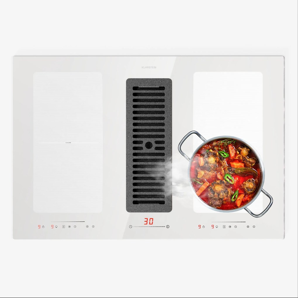 Klarstein Full House 77 Down Air System, indukciós tűzhely + páraelszívó, 477 m³/h, A energiahatékonysági osztály