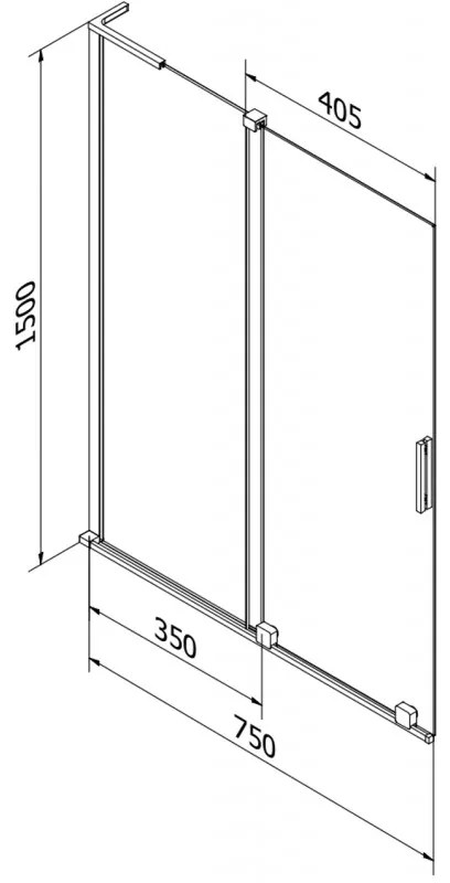 Mexen Velar L, 2 szárnyas eltolható kádparaván 75 x 150 cm, 8mm szürke üveg, króm profil, 896-075-003-41-01