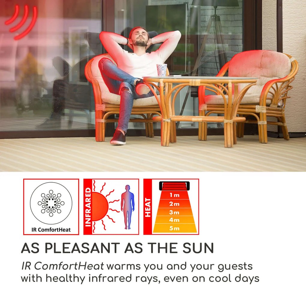 Blumfeldt Dark Wave, infravörös hősugárzó, 2000 W, aranyozott széncső, IP65, alumínium