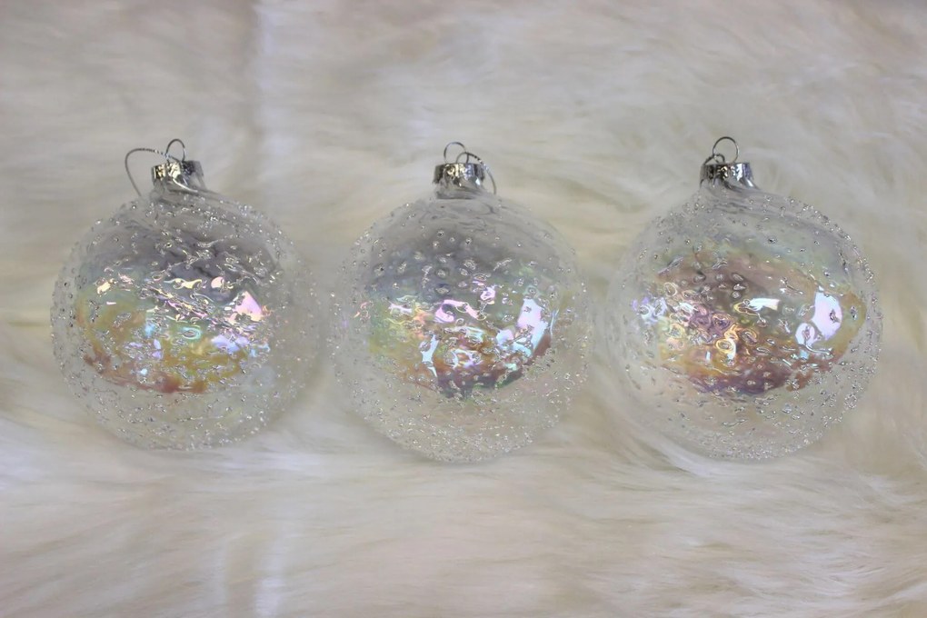 Átlátszó üveg karácsonyi gömbök 3db 10cm