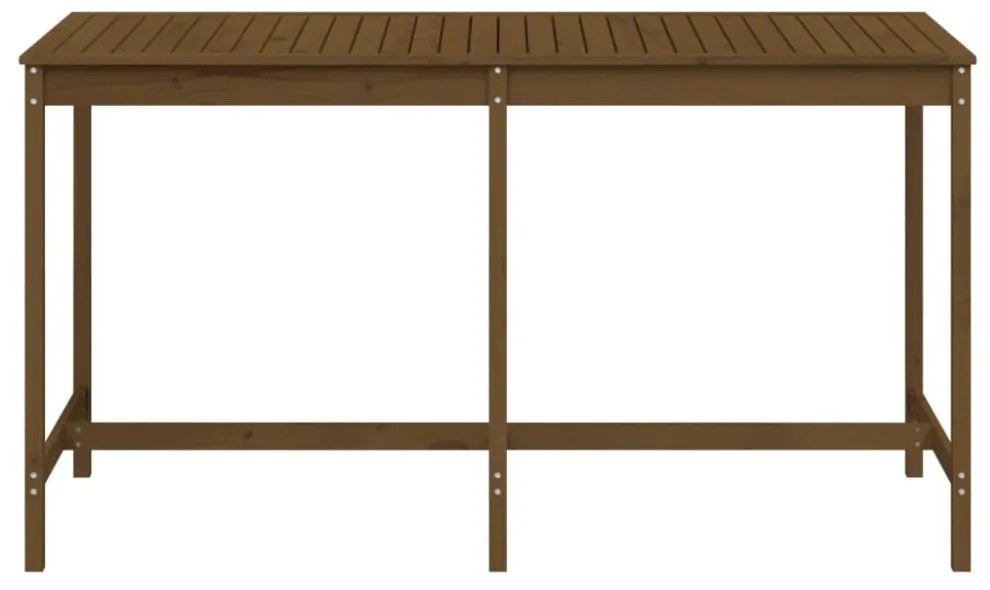 mézbarna tömör fenyőfa kerti asztal 203,5x90x110 cm
