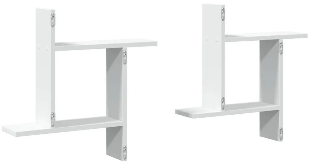 2 db fehér szerelt fa fali polc 50 x 12 x 50 cm