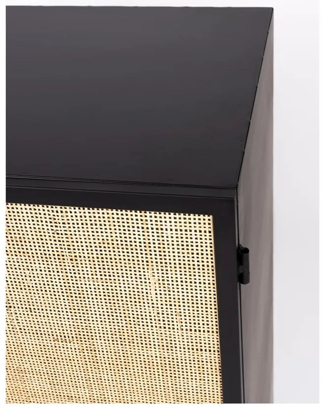 Fekete rattan magas komód 80x100 cm Guuji - White Label