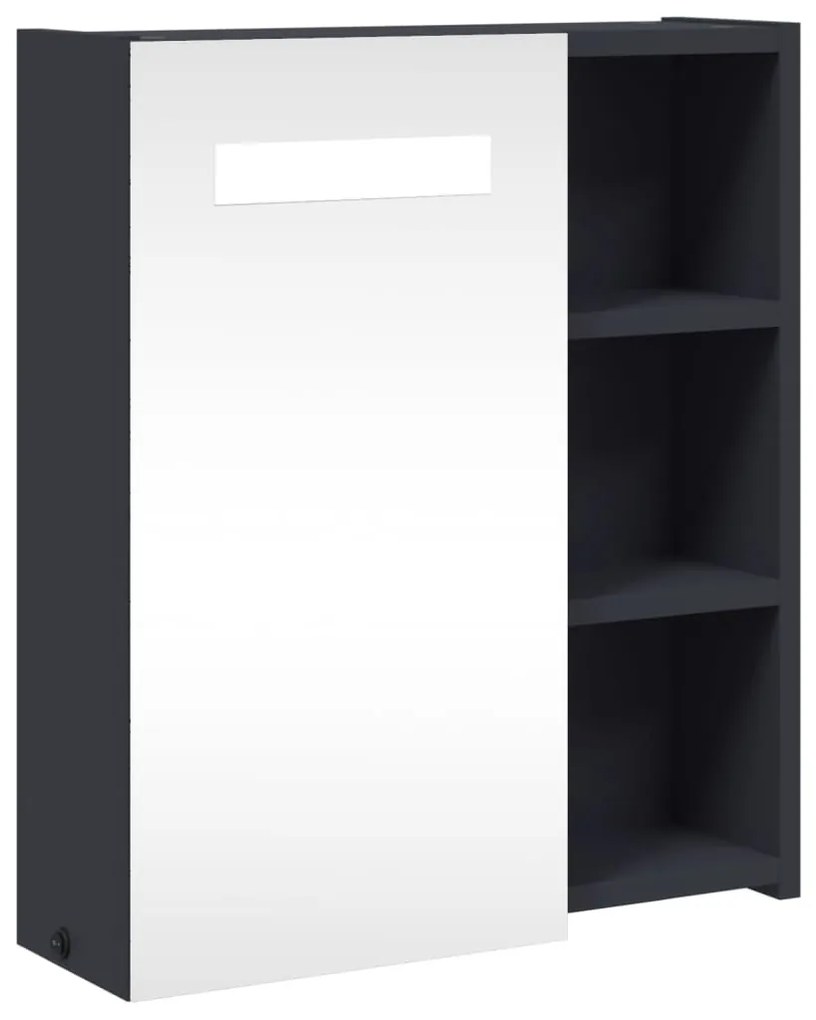 szürke tükrös fürdőszobaszekrény LED-del 45 x 13 x 52 cm