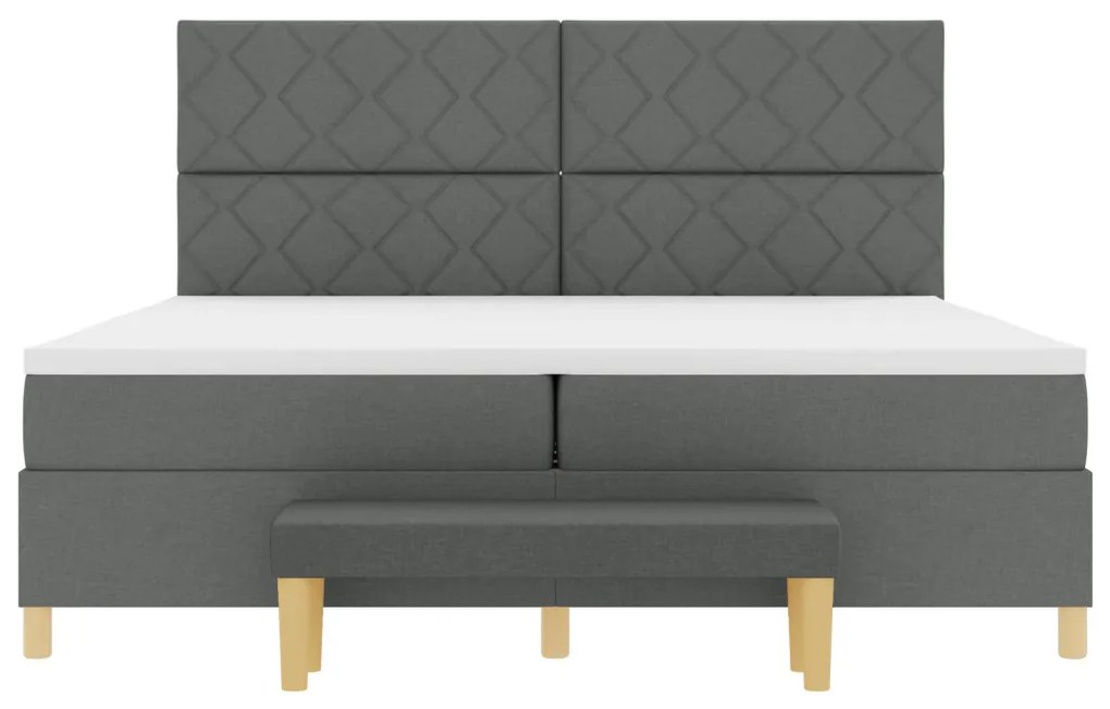Boxspring ágy matraccal és paddal Sötétszürke 200x200 cm Szövet