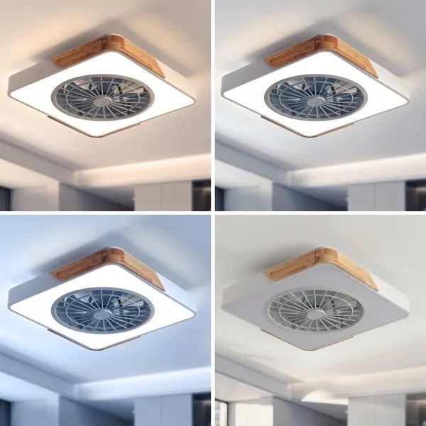 Brilagi - Dimmelhető LED világítótest ventilátorral LED/38W/230V 50 cm fehér/tölgy + távirányító