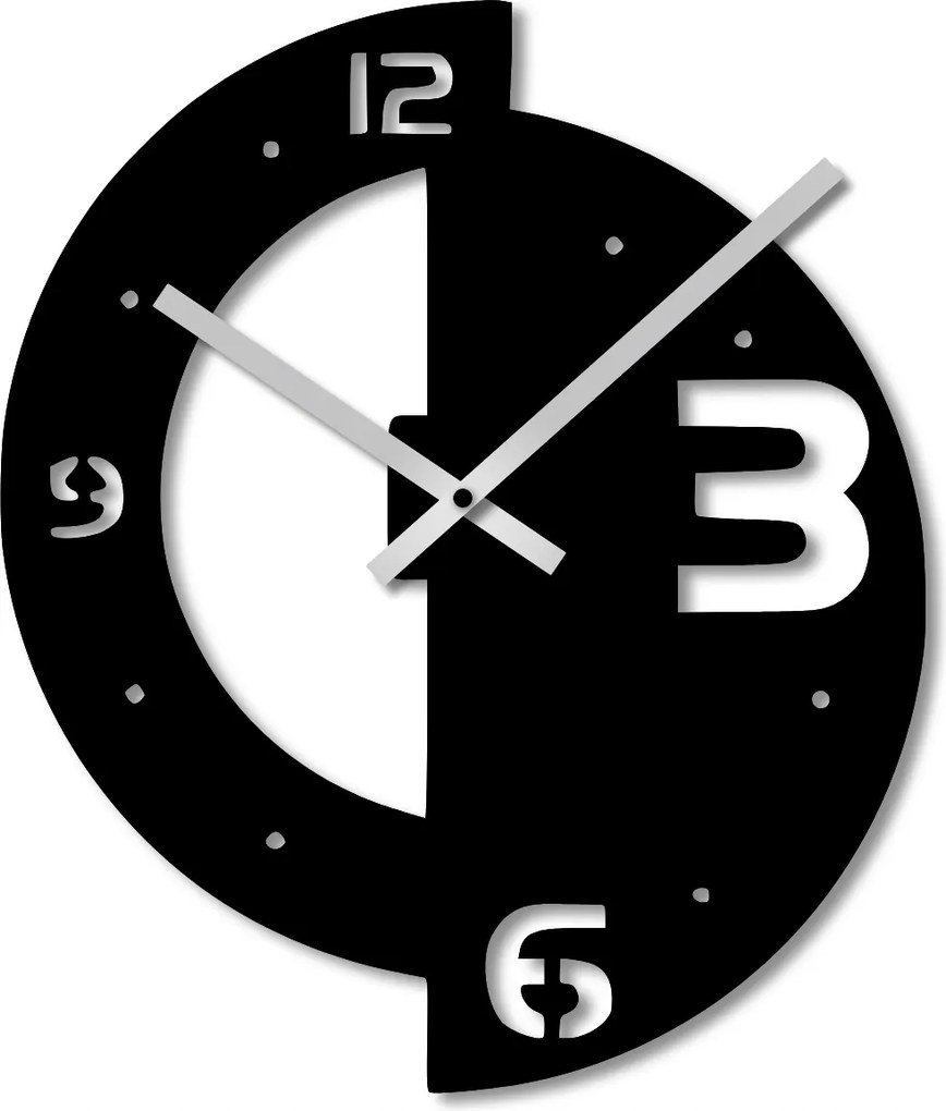 Falióra 60 cm Fa Falióra Nagy Fekete Geometrikus 3D