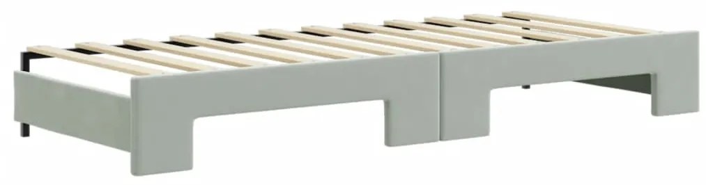 világosszürke kihúzható bársony heverő 80 x 200 cm