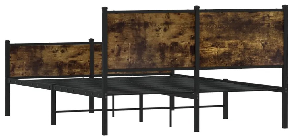füstös tölgy színű fém ágykeret matrac nélkül 137 x 190 cm