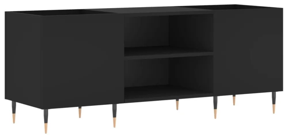 fekete szerelt fa hanglemezszekrény 121x38x48 cm