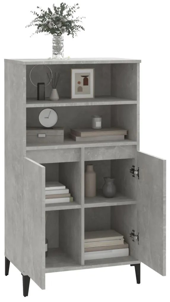 betonszürke szerelt fa magasszekrény 60 x 36 x 110 cm