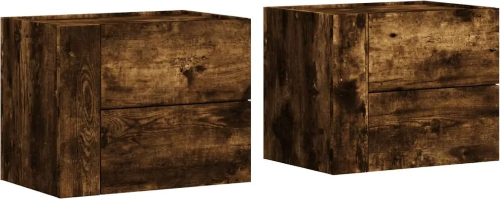 vidaXL 2db füstös tölgy színű fali éjjeliszekrény 45 x 30 x 35 cm