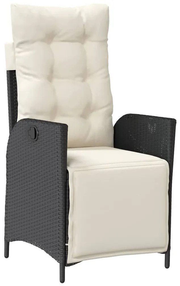 5 részes fekete polyrattan kerti étkezőgarnitúra párnákkal